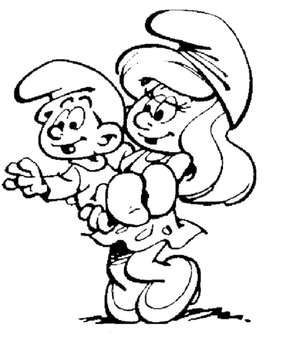 Baby Smurf In the Hands of Smurfette Coloring page