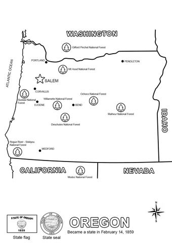 Oregon Map  Coloring page