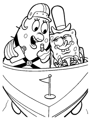 Patrick And Spongebob In a Little Boat  Coloring page