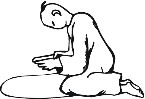 Praying On The Knees  Coloring page