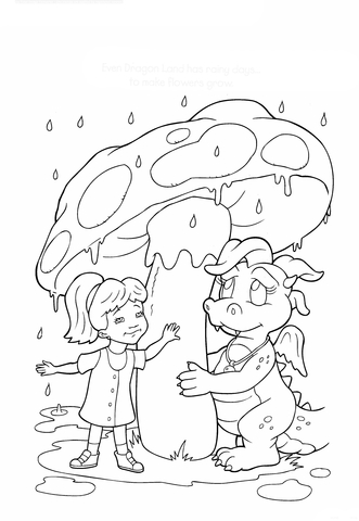 Rainy Day In Dragon Land  Coloring page
