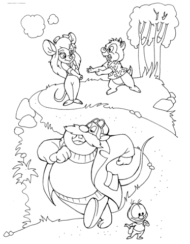 Gadget Hackwrench, Dale, Monterey Jack and Zipper Coloring page