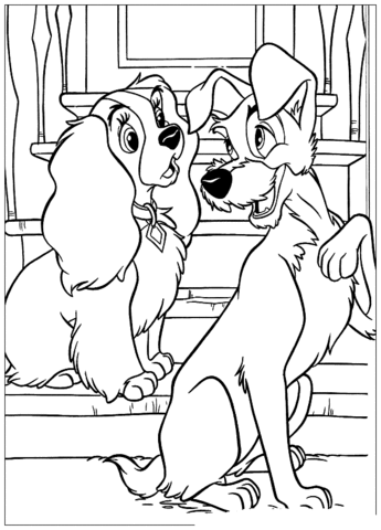 The Tramp is seducing Lady Coloring page