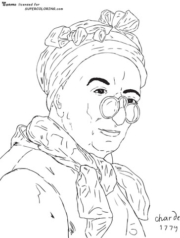 Self Portrait with Spectacles by Jean Simeon Chardin Coloring page
