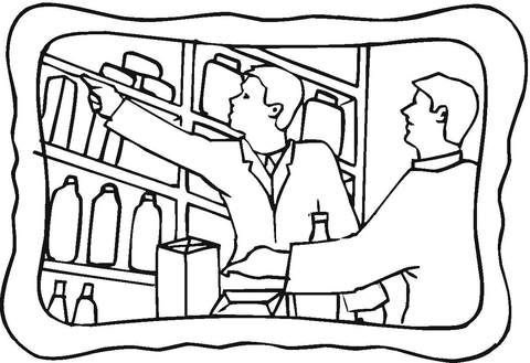 Seller Helps To Make Choice  Coloring page
