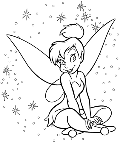 Tinkerbell Looks So Happy  Coloring page