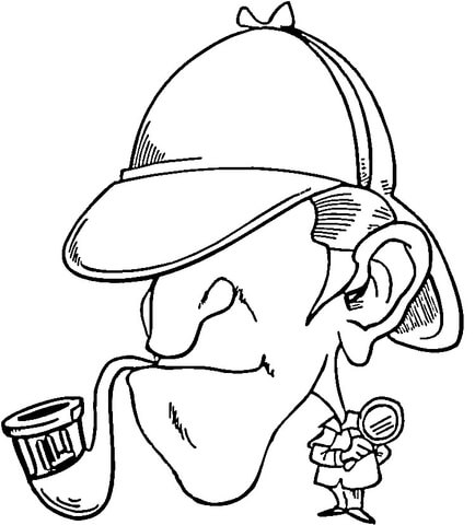 Sherlock Holmes With Pipe Coloring page