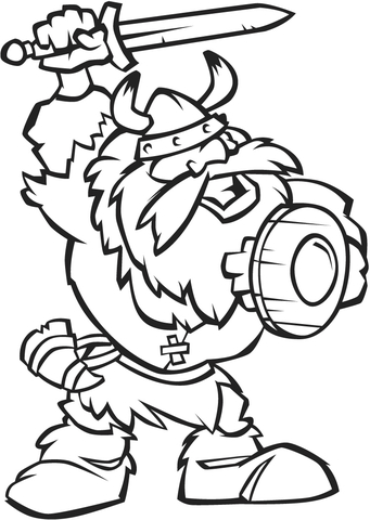 Cartoon Viking with Sword Coloring page