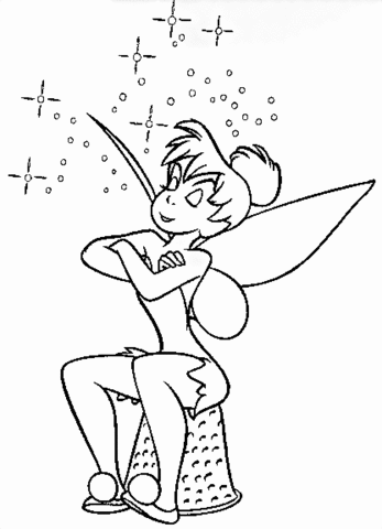 Tinkerbell sitting Proudly  Coloring page
