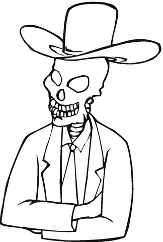 Skeleton In Hat  Coloring page