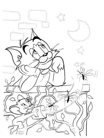 Sleeping time for Tom Coloring page