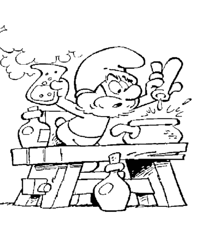 Papa Smurf is cooking Coloring page