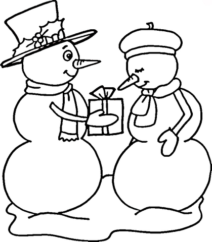 Snowman Couple  Coloring page