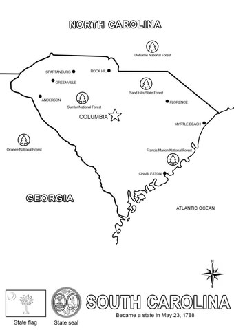 South Carolina Map  Coloring page