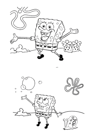 SpongeBob Playing With a Bubble  Coloring page