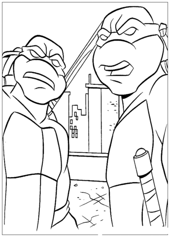 Raph and Michelangelo Coloring page