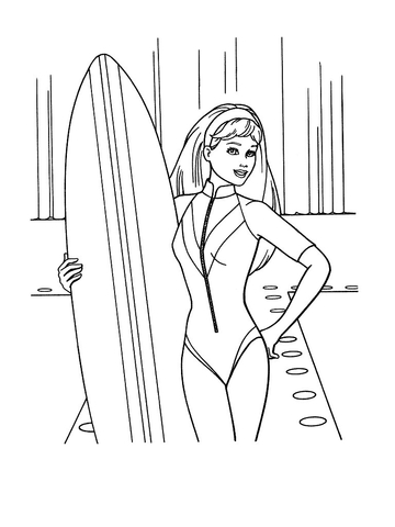 A girl surfer  Coloring page