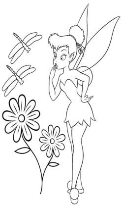 Surprised Tinkerbell and Flowers  Coloring page