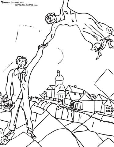 The Walk By Marc Chagall  Coloring page