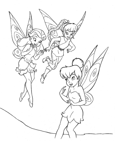 Tinkerbell With Friends Coloring page
