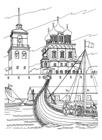 Trinity Cathedral in Pskov  Coloring page