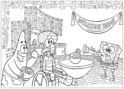 Welcome Home Squidward Coloring page