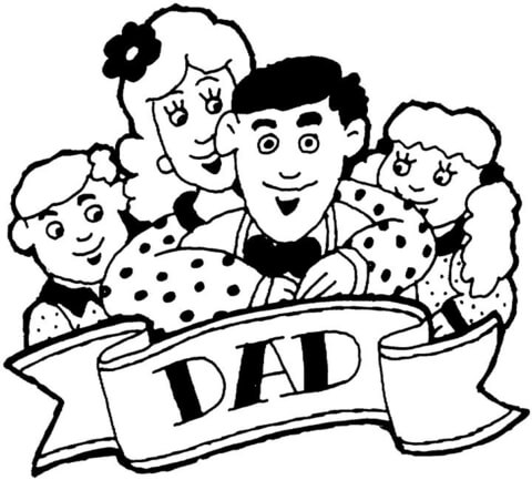 Whole Family Celebrates FatherвЂ™s Day Coloring page