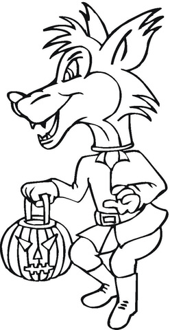 Wolf Going To Halloween Party  Coloring page