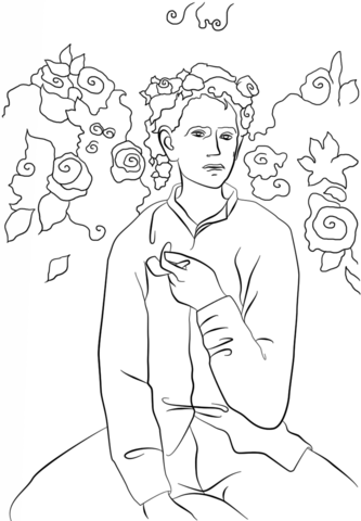 Boy with a Pipe by Pablo Picasso Coloring page