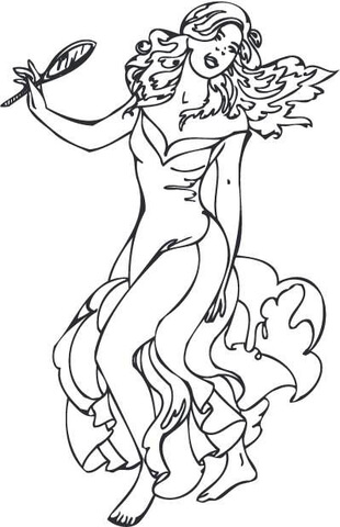 A Girl with a Mirror Dancing Coloring page