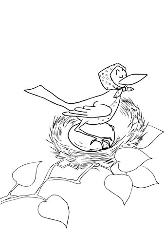 A Mother Bird Sat on Her Egg Coloring page