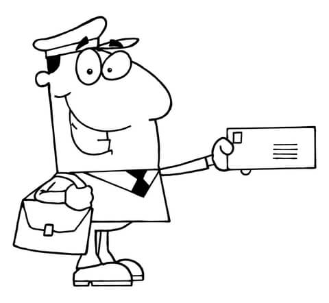 A Postal Carrier Holds a Envelope Coloring page
