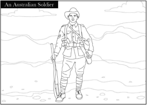 A WW1 Australian Soldier Coloring page