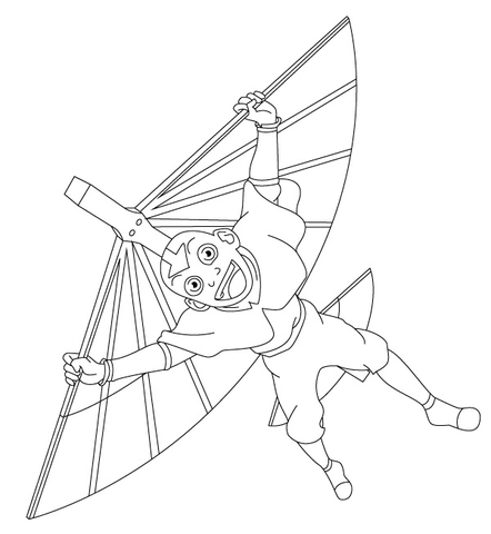 Aang Is Soaring Through The Air Coloring page