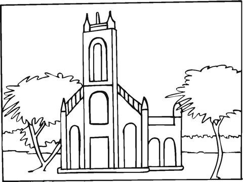 Abbey In The Town Coloring page