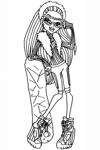 Abbey with Snowboard Coloring page