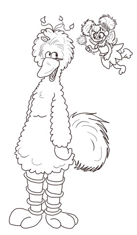 Abby Cadabby and Big Bird Coloring page