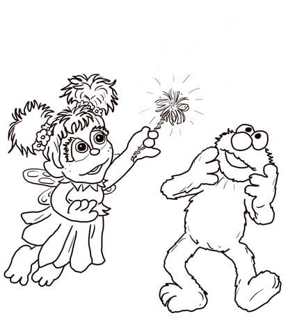 Abby Cadabby and Elmo Coloring page