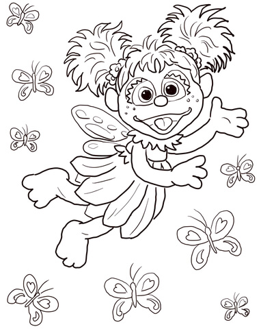 Abby Cadabby Flying with Butterflies Coloring page
