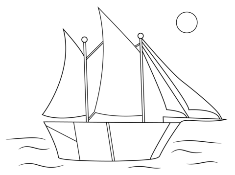 Aboriginal Drawing of Sailing Ship Coloring page