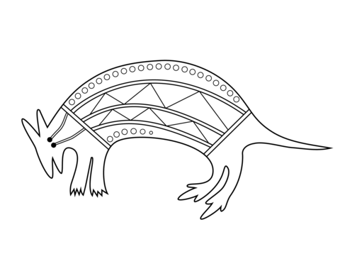 Aboriginal Painting of Wallaby Coloring page