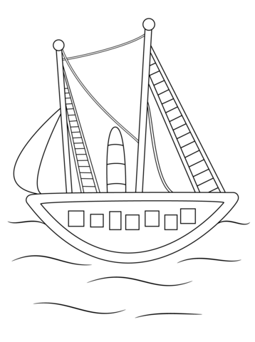 Aboriginal Painting of a Ship Coloring page