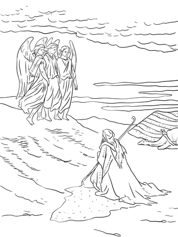 Abraham and the Three Angels Coloring page