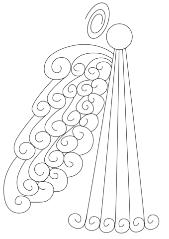 Abstract Swirly Angel Coloring page