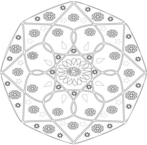 Abstract Mandala with Flower Coloring page