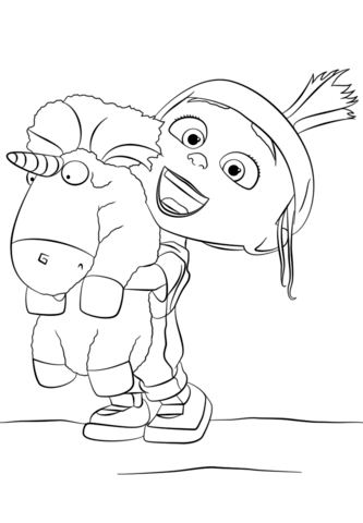 Agnes with Unicorn Coloring page