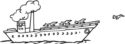 Aircraft Carrier With Jets Coloring page