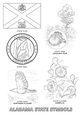 Alabama State Symbols Coloring page