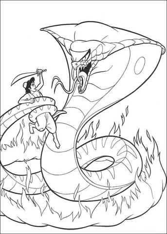 Aladdin And a Giant Snake  Coloring page