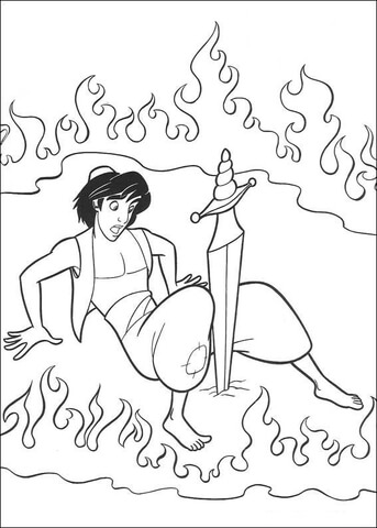 Aladdin And the sword  Coloring page